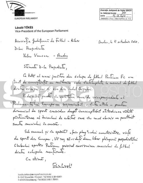 Cata minte trebuie sa ai sa-ti folosesti functia de europarlamentar ca sa ceri rejucarea unui meci din Liga a 5-a ?!