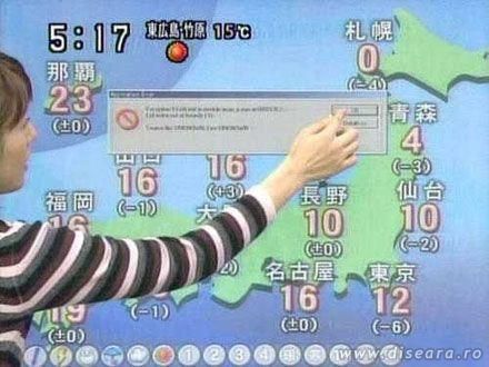 Windows error during weather show at a China television