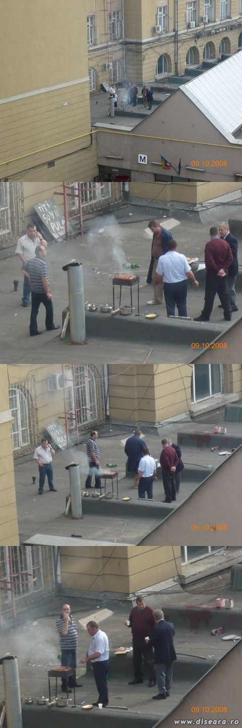 La un gratarel pe acoperisul Garii de Nord (atentie si la textul de pe placa sprijinita de perete)