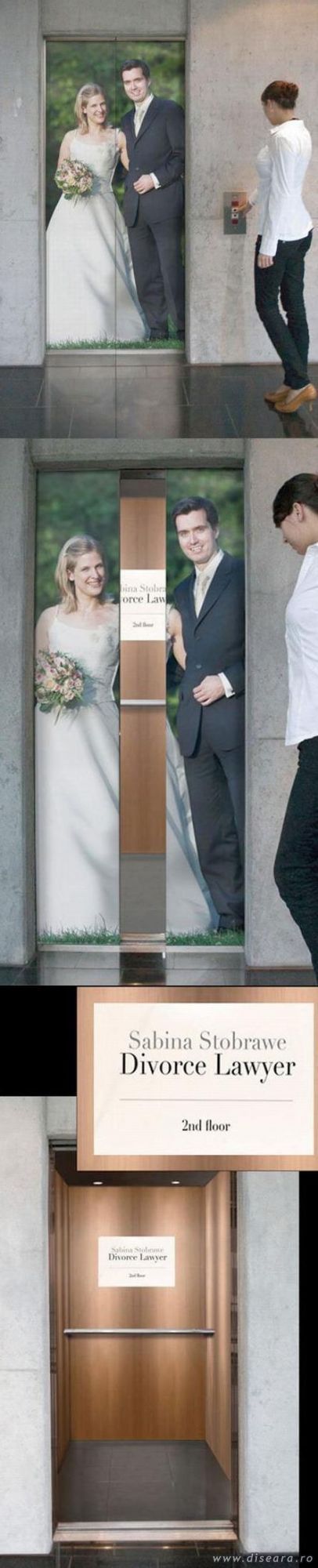 For divorcing... take the elevator...