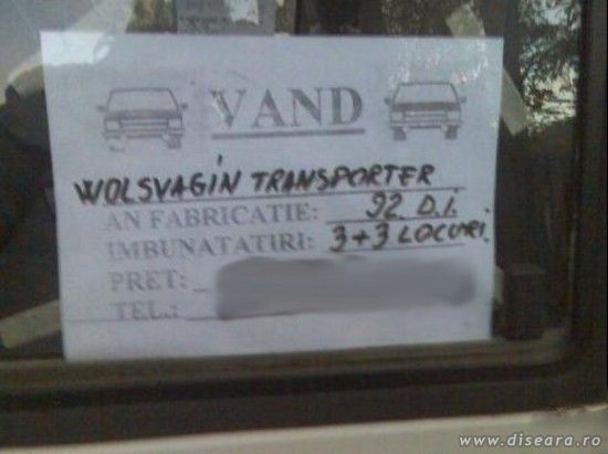 Vand Wolsvagin... de 3+3 locuri !