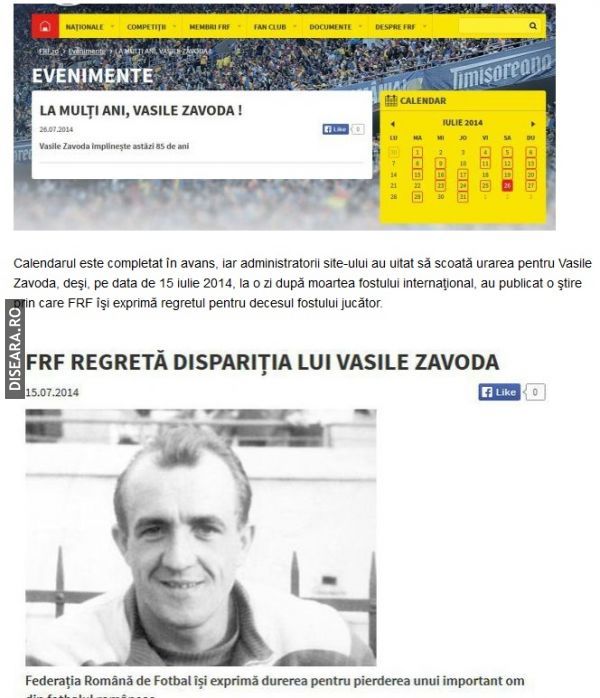 The website of the Romanian Football Federation...