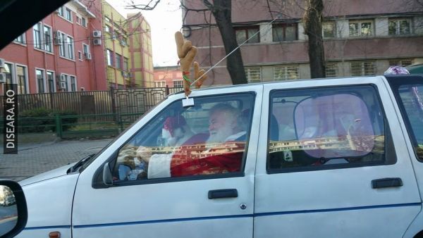Santa in a car