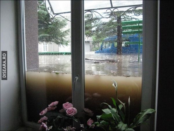 The rain blows in the window