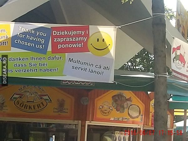 This is how the Hungarians are spelling Romanian at Hajduszoboszlo