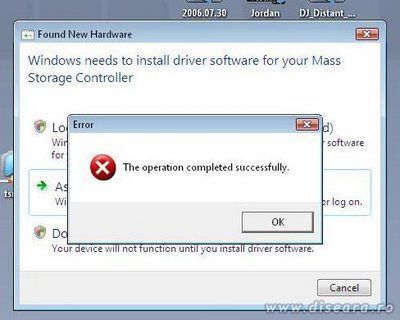 The climax of an error at Windows Vista